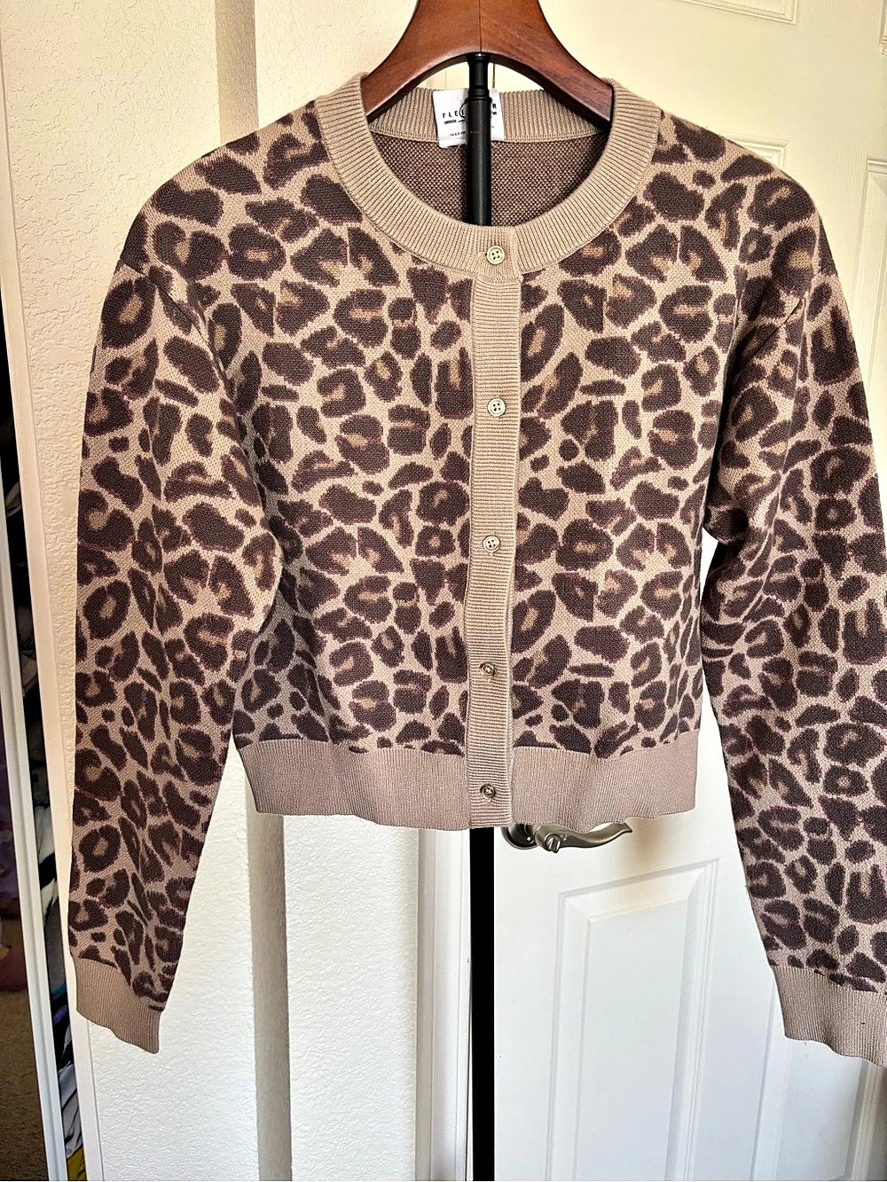 Betty Boop Leopard Print Cardigan with Back Heart Graphic XS